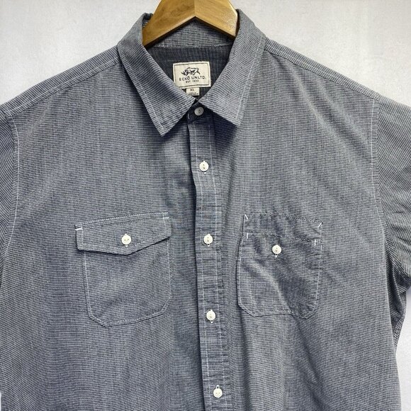 ECKO UNLTD Collar Button-Up Short Sleeve Shirt Men XL Gray Stripes Front Pockets - Picture 6 of 14